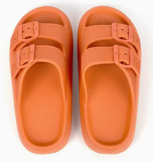 Eva Double Strap Open Toe Slide Sandals Slippers (Terracotta) - Size Large