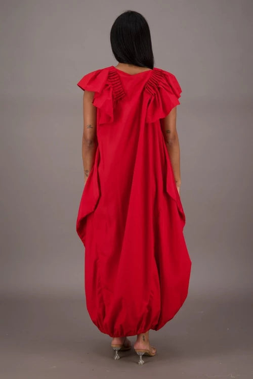 Flowing Grace Bubble Dress - Red