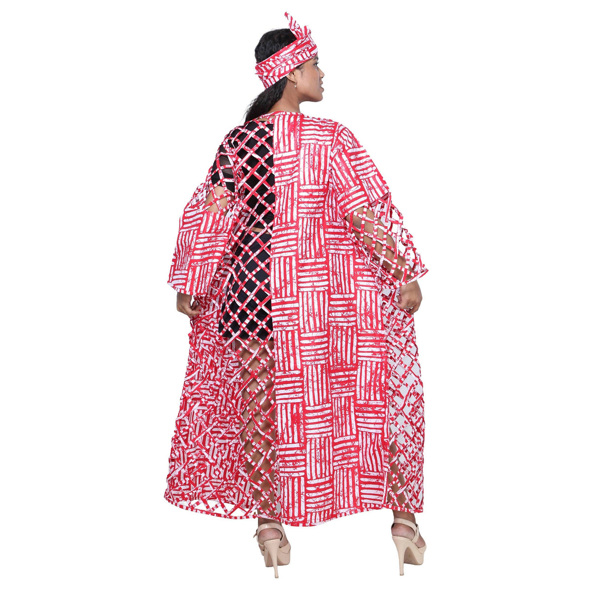 Women's African Half Printed Cage Maxi Jacket