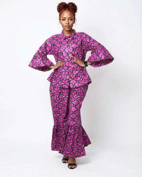 Button Down Top and Palazzo Pants Set