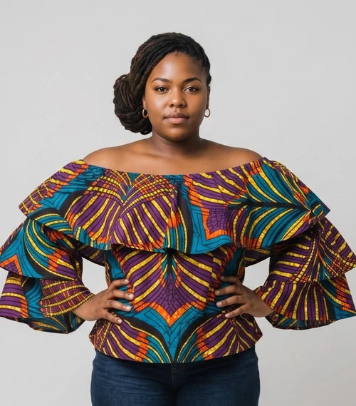 Multicolor African Print Top - XL