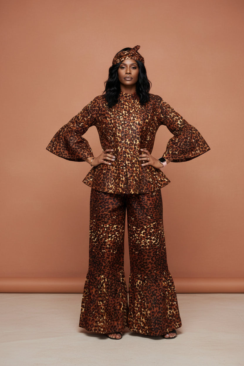 Button Down Top and Palazzo Pants Set
