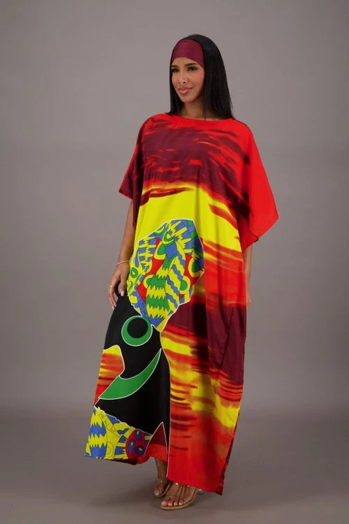 Vibrant Sunset African Print Kaftan