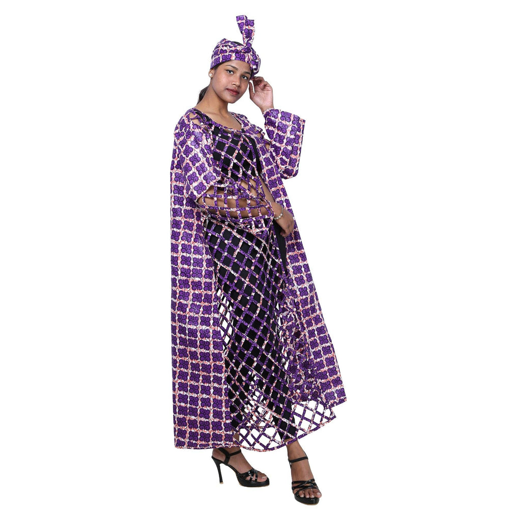 Women's African Half Printed Cage Maxi Jacket