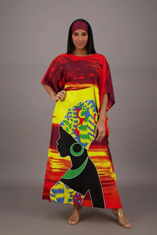 Vibrant Sunset African Print Kaftan