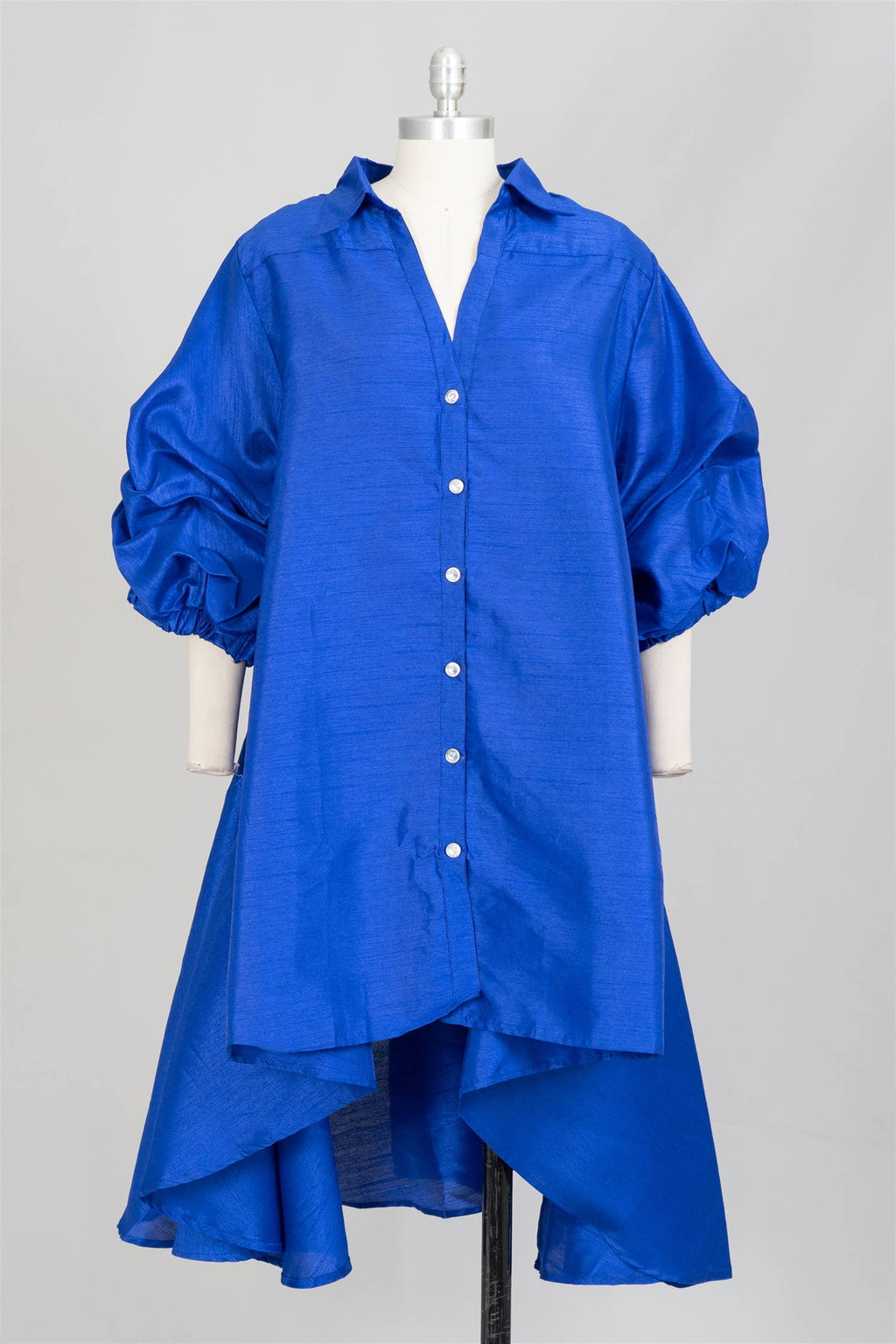 Swing Dress/ Faux Silk / Ruffle Sleeve
