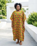 Kente Patterned Kaftan with Embroidered collar