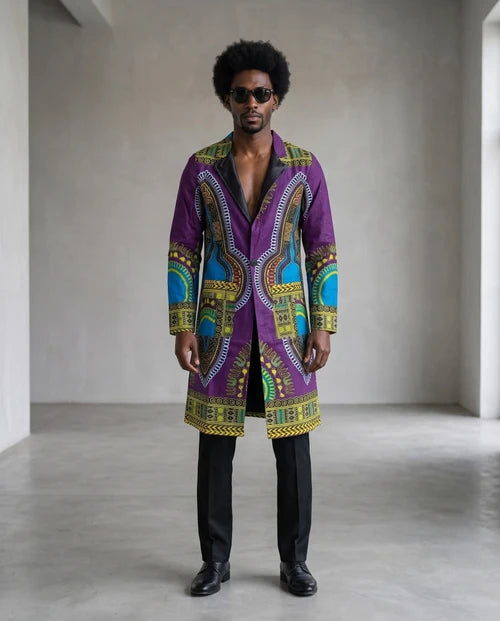 African Print Long Blazer Jacket (Medium)