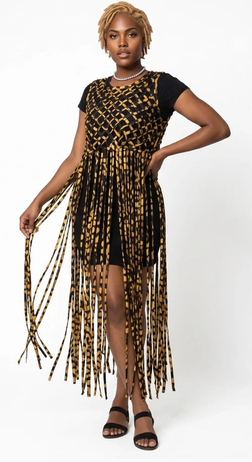 African Print Fringe Top