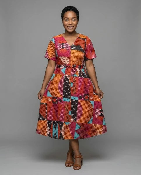 African Print Midi Dress - Medium