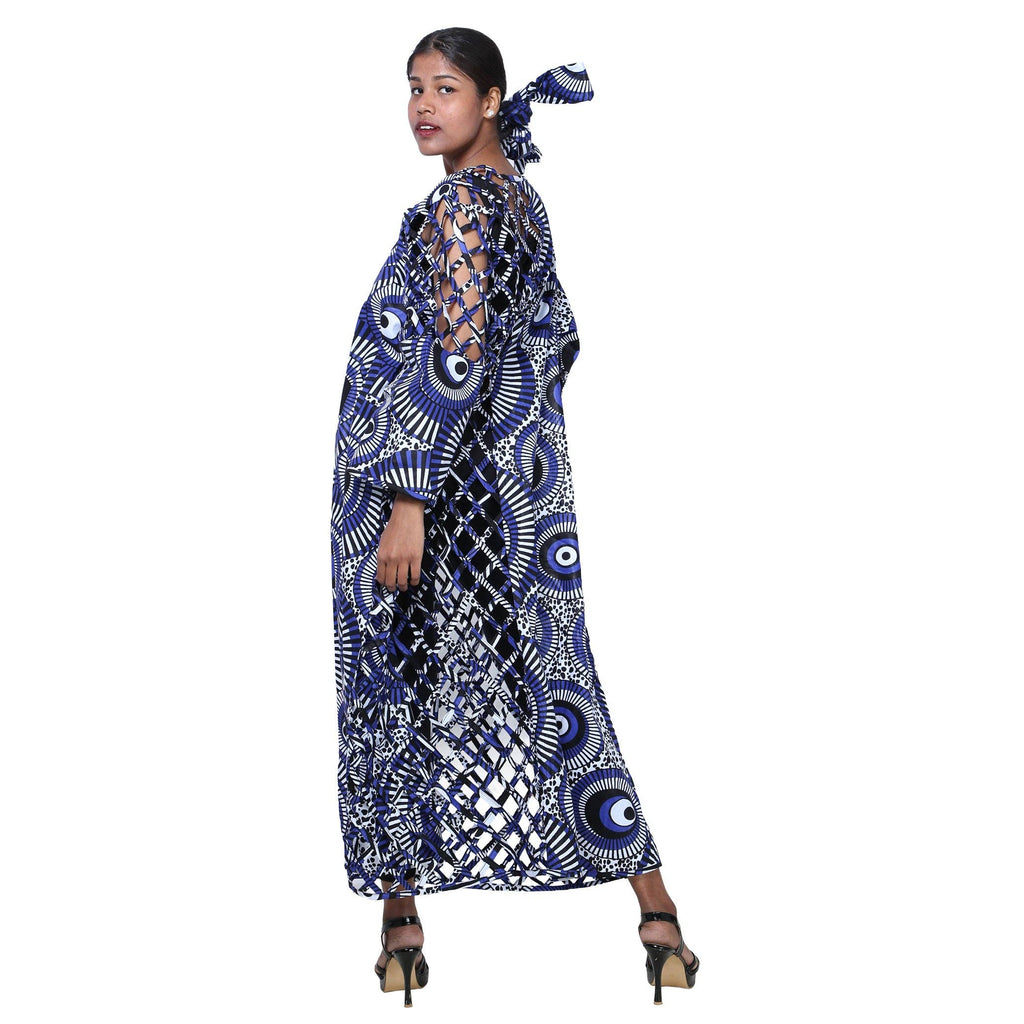 Women's African Half Printed Cage Maxi Jacket