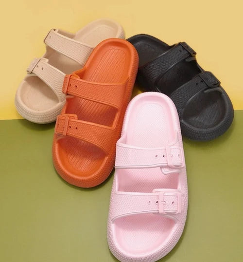 Eva Double Strap Open Toe Slide Sandals Slippers (Terracotta) - Size Large