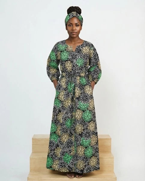 Women's Printed Bubble Sleeve Jumpsuit