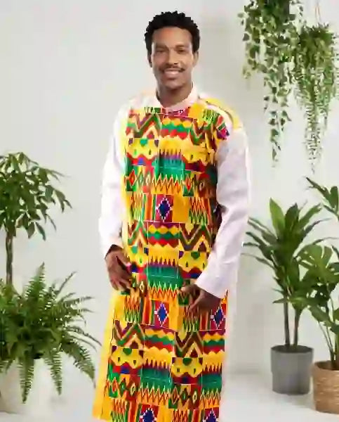 Men's White/Kente Formal Robe