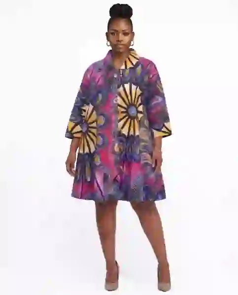 Ankara Print Halter-Top Smocked Dress