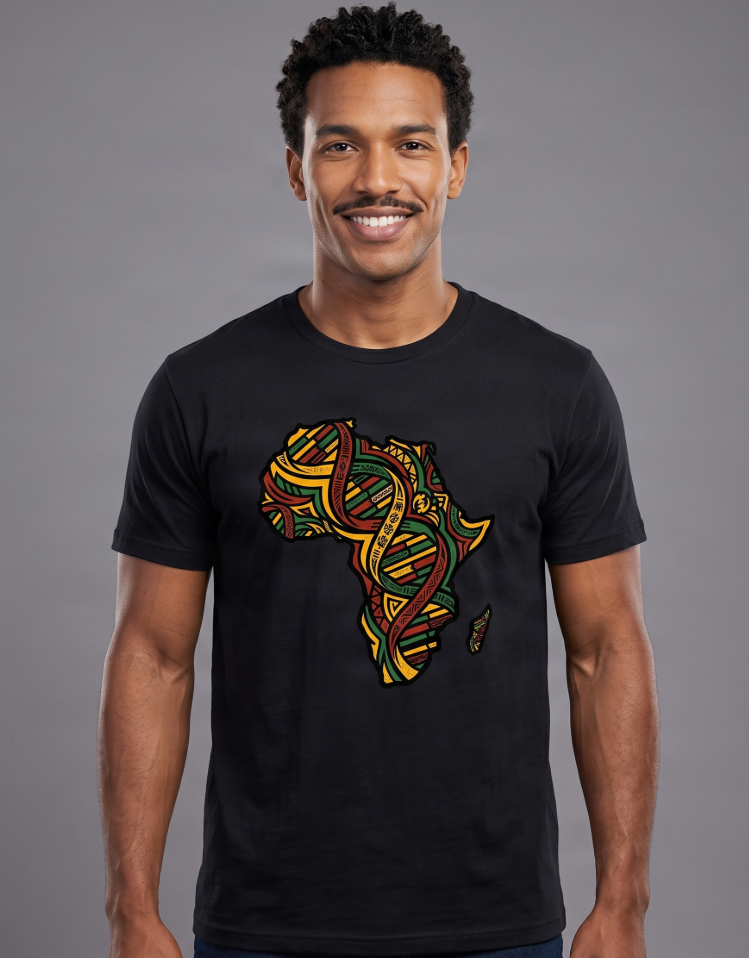 Men's African Map Print T-shirt - Large
