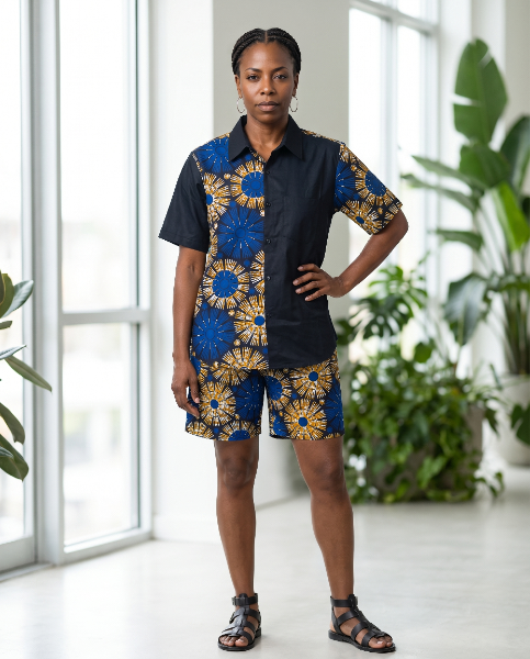 African Print Shirt and Short Set