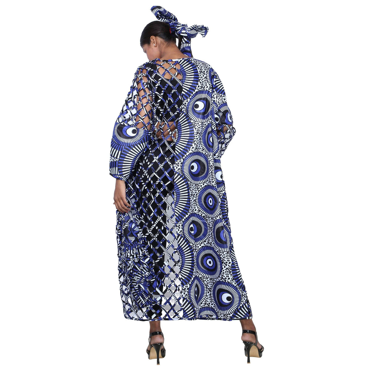 Women's African Half Printed Cage Maxi Jacket