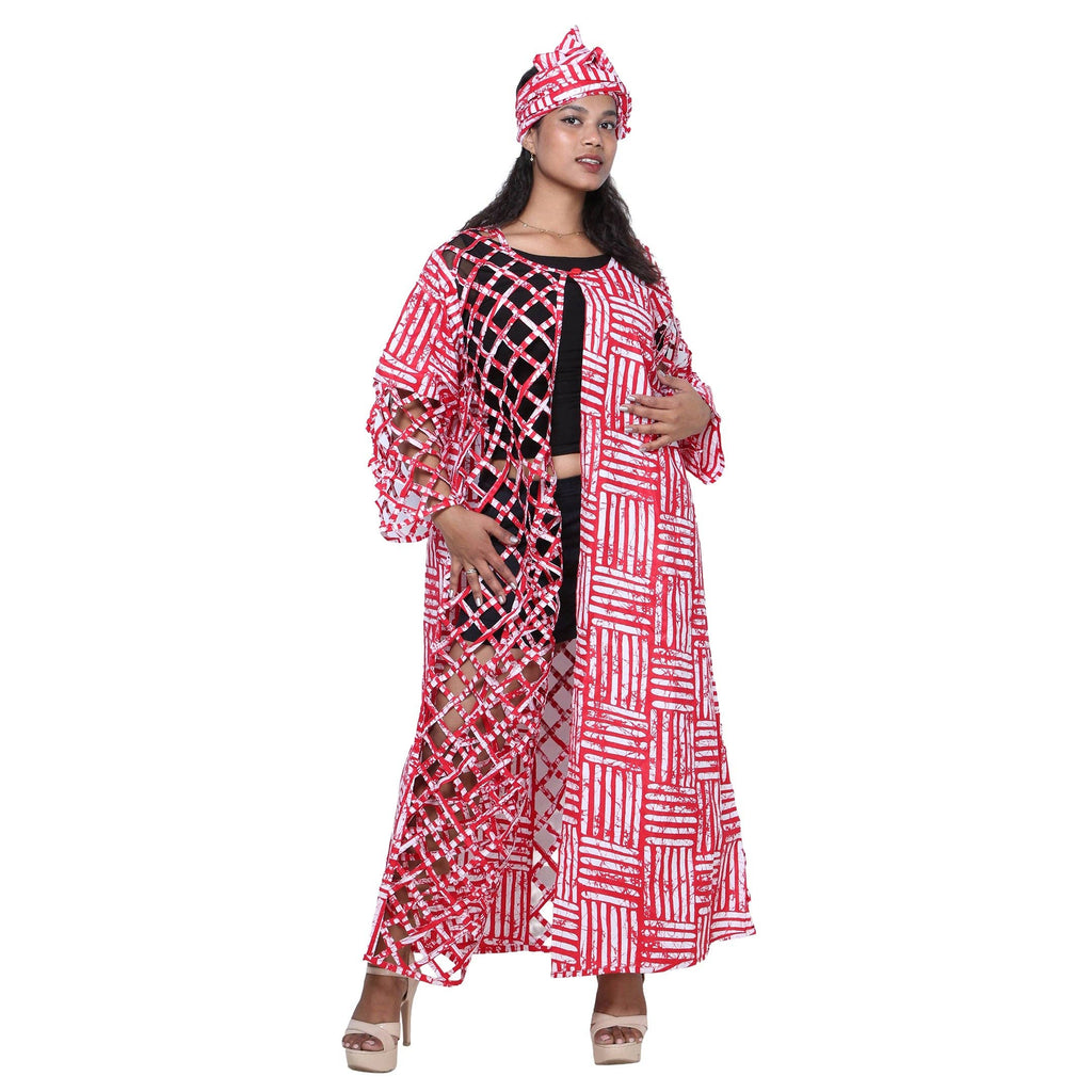 Women's African Half Printed Cage Maxi Jacket