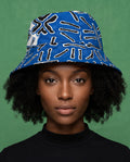 Electric Blue Abstract Print Bucket Hat