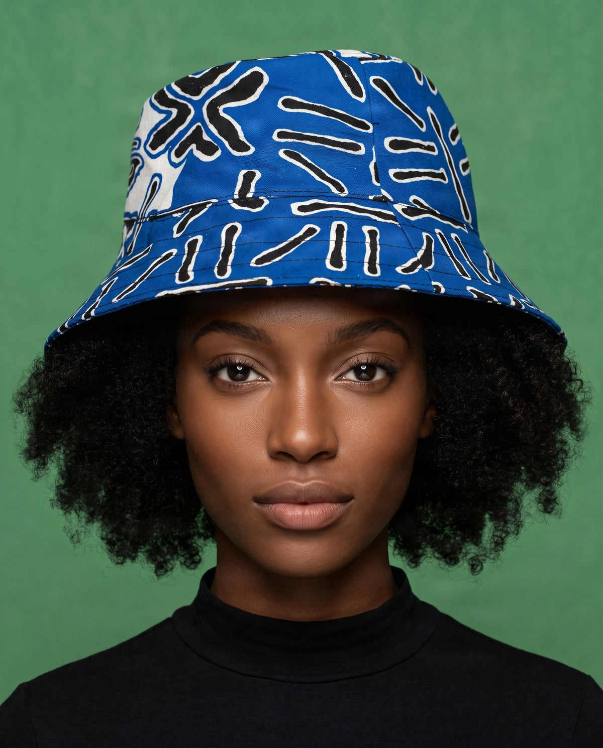 Electric Blue Abstract Print Bucket Hat
