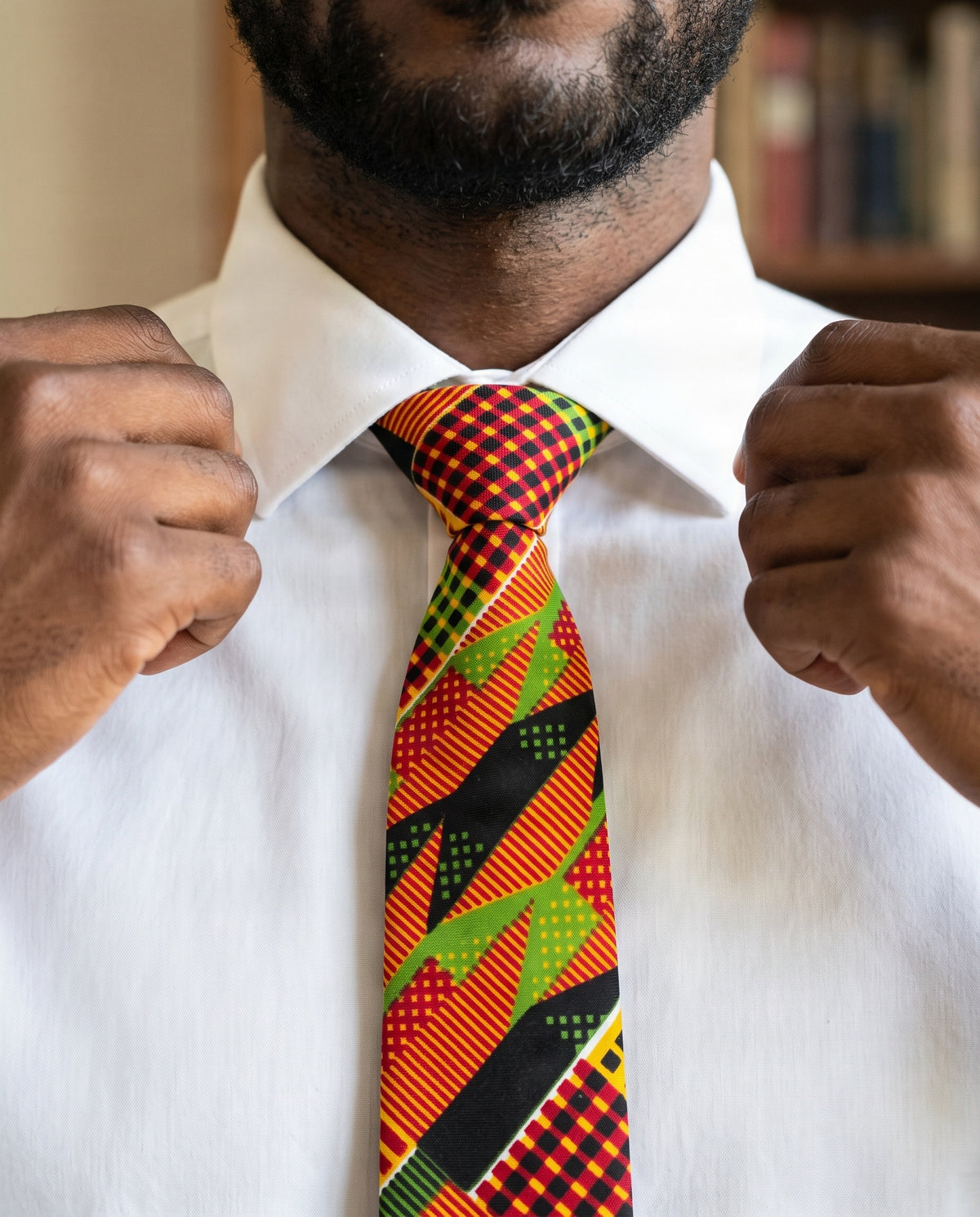 Vibrant African Kente Print Men's Necktie – Bold Geometric Afrocentric Statement Tie