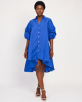 Swing Dress/ Faux Silk / Ruffle Sleeve