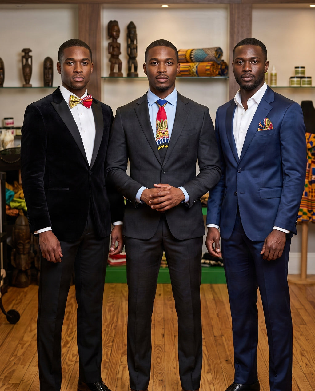 Premium 3-Piece African Dashiki Print Tie & Accessory Set