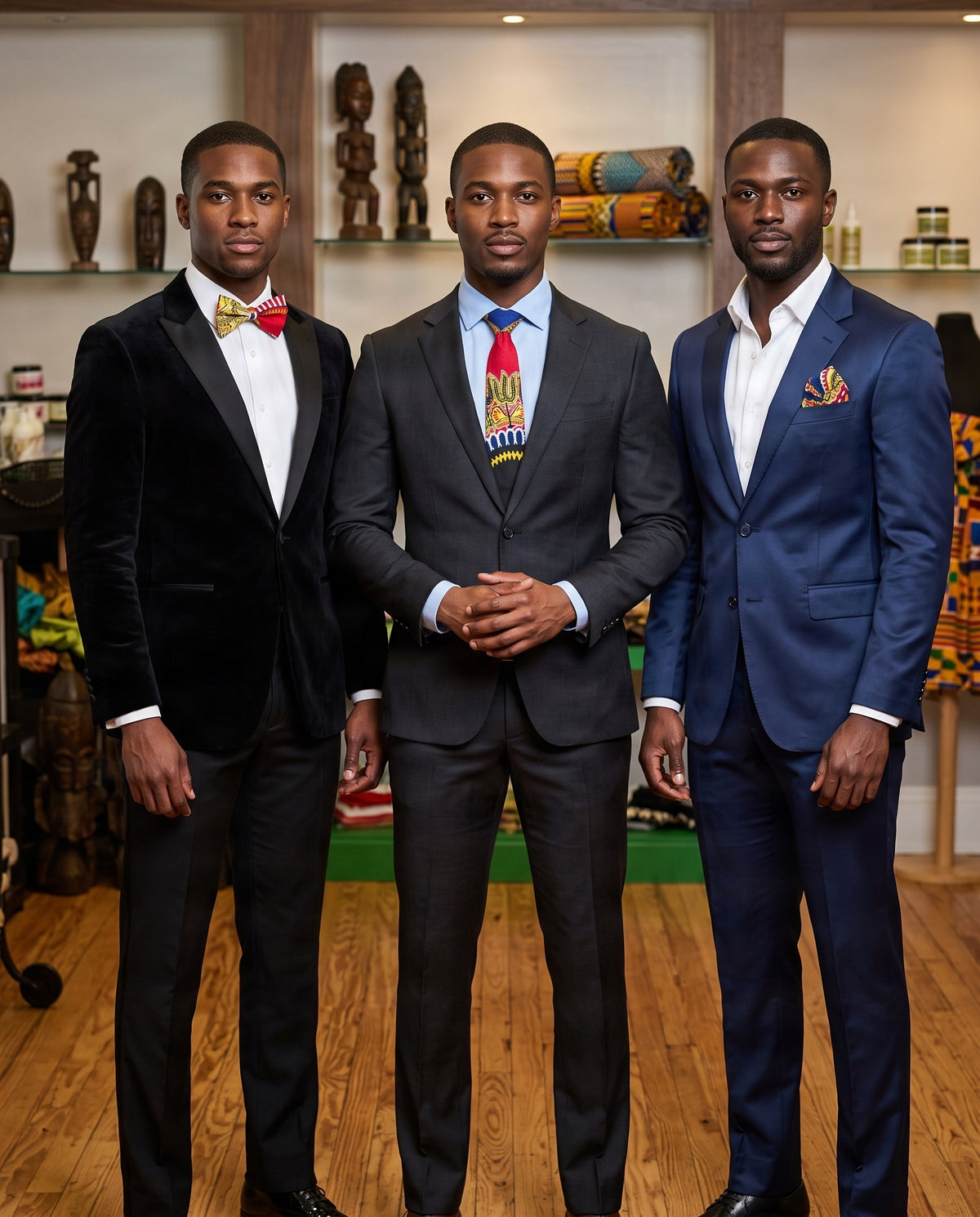 Premium 3-Piece African Dashiki Print Tie & Accessory Set