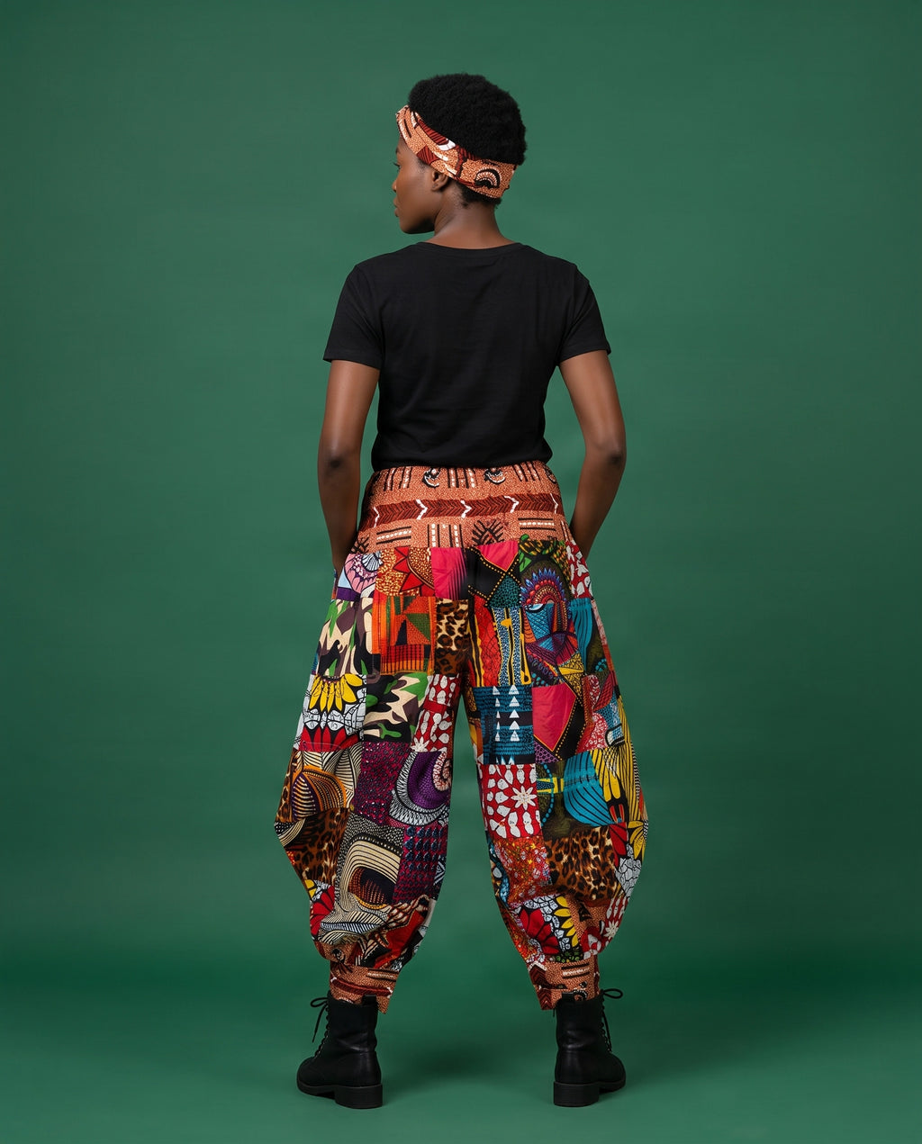 Women's Patchwork Jogger Pants with Ties