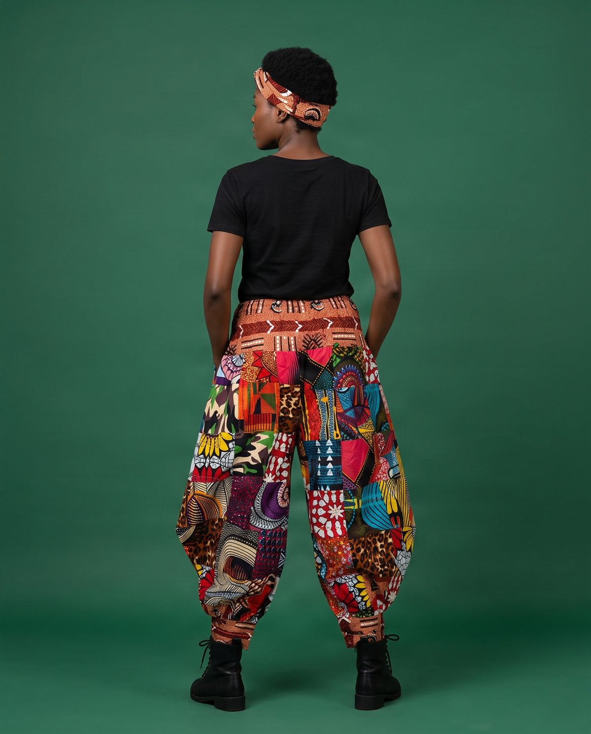 Women's Patchwork Jogger Pants with Ties