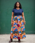 Zola Ankara Patchwork Maxi Skirt – Vibrant Multipattern