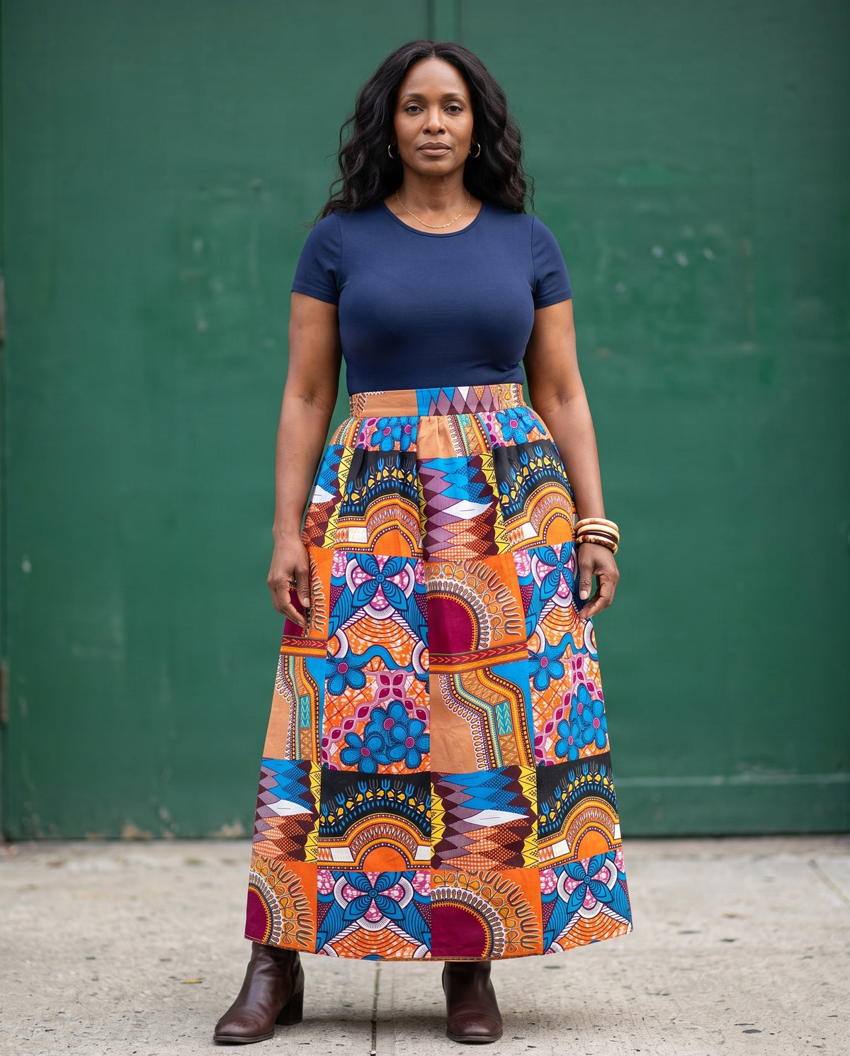 Zola Ankara Patchwork Maxi Skirt – Vibrant Multipattern