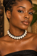 Cowrie Shell & Black Bead Necklace