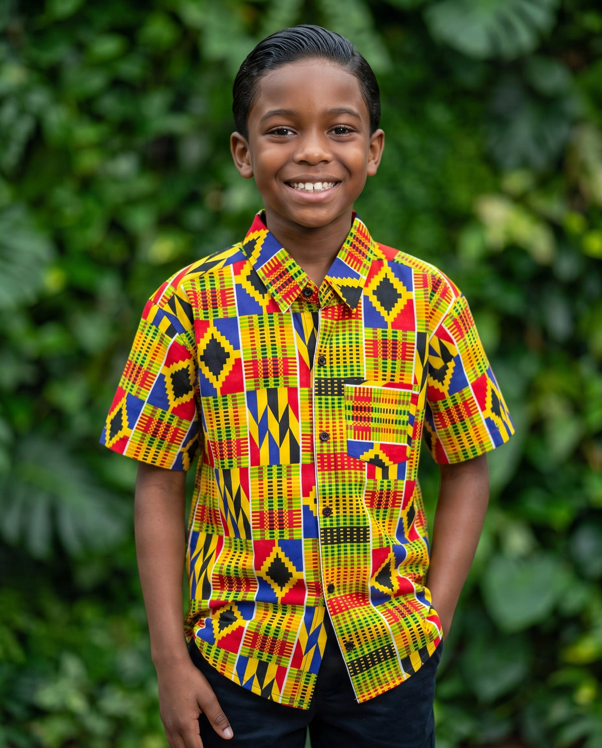 Youth - African Print Button-Up Shirt