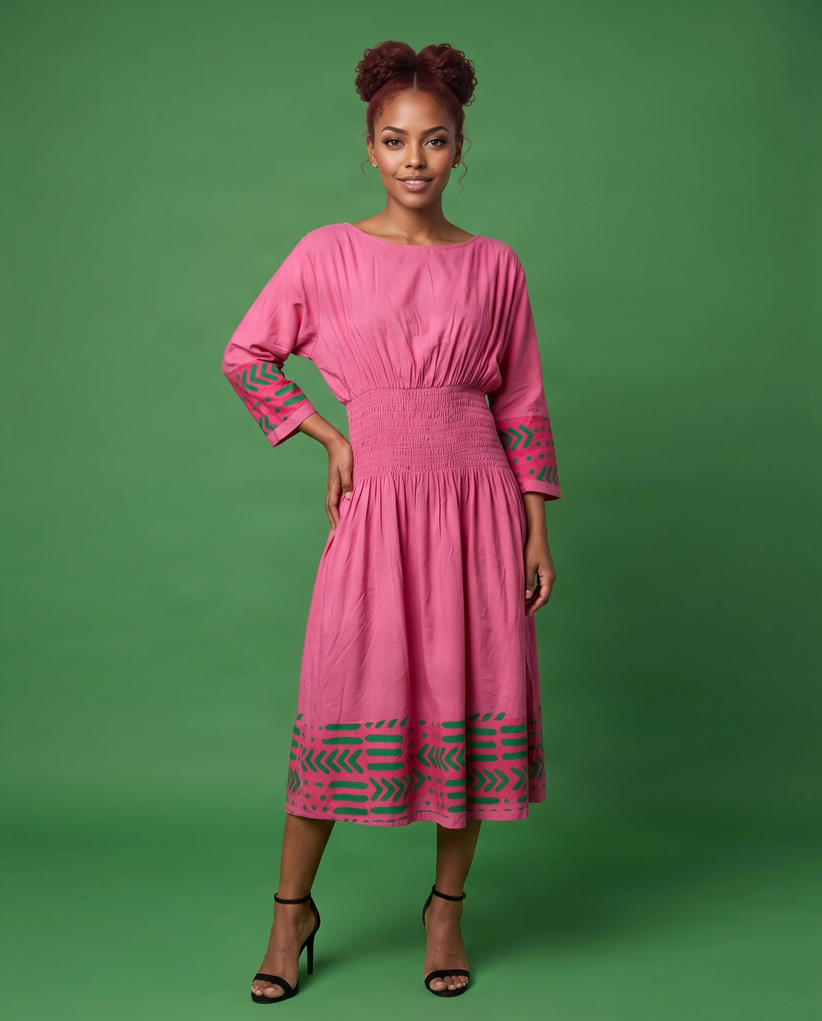 African Trim Midi Dress