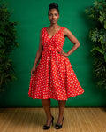 Vintage 1950s Red Polka Dot Swing Dress