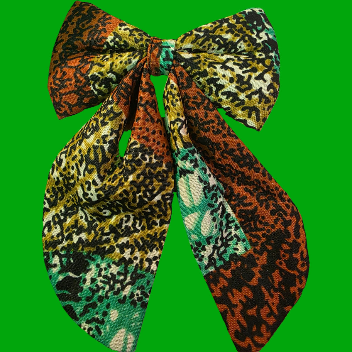 Vibrant Ankara Print Statement Hair Bow with Long Tails
